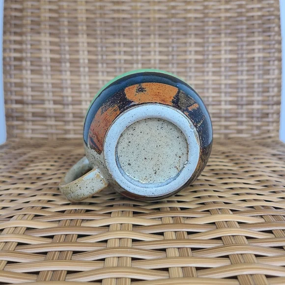 Coffee Tea Ceramic Handmade Handled Mug Cup Green Brown - Picture 5 of 8